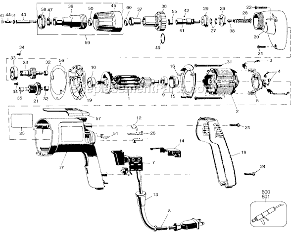 Page A Diagram and Parts List for 2038 Type 101 Black and Decker Electric Drill
